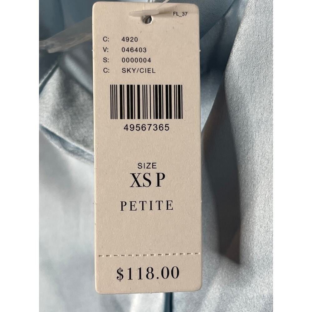 Anthropologie Hutch NEW Blue Satin Hidden Button Shirt XS Petite - Picture 8 of 11